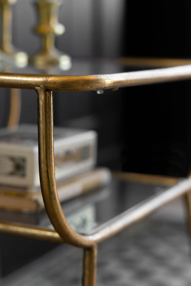 Antique Brass & Glass Side Table - Image 5