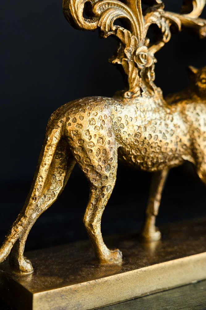 Antique Gold Cheetah Candlestick Holder - Image 5