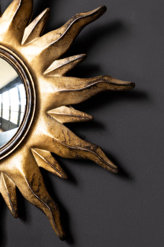 Antique Gold Sun Convex Mirror - Image 3