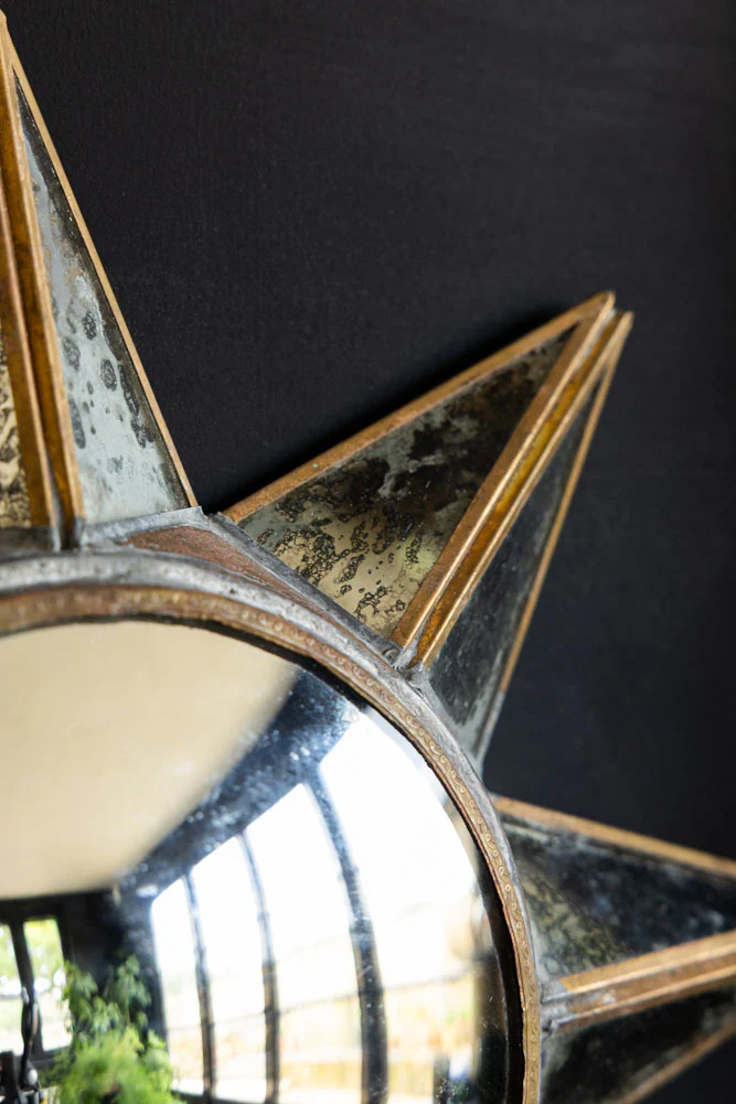 Antiqued-Gold Sun Convex Wall Mirror - Image 4
