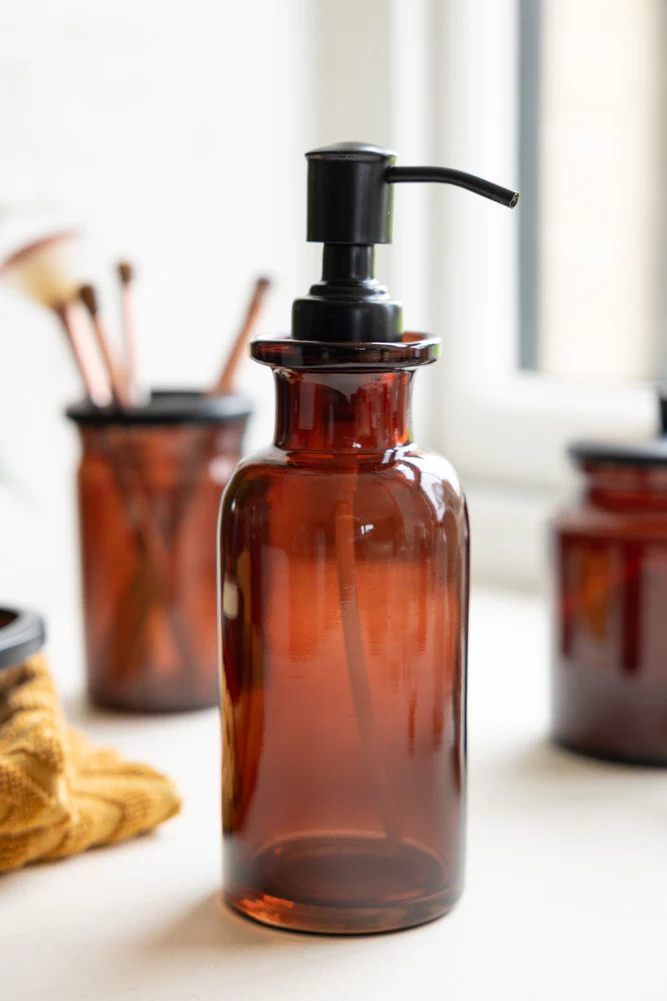 Apothecary-Style Amber Glass Soap Dispenser - 300ml - Image 3