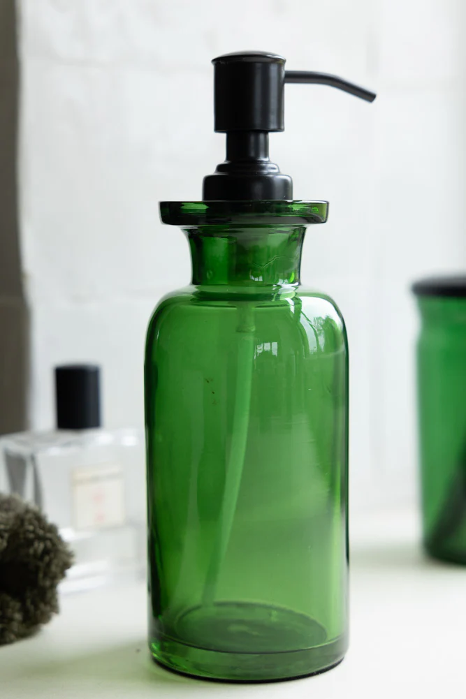 Apothecary-Style Green Glass Soap Dispenser - 300ml - Image 3