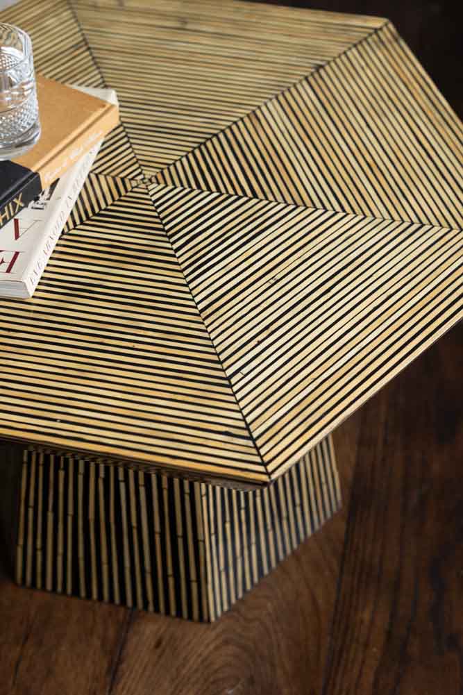 Bamboo Inlay Hexagon Coffee Table - Image 5