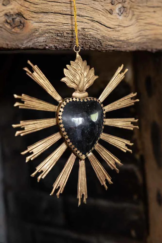 Black & Gold Sacred Heart Hanging Ornament - Image 3