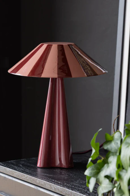 Deep Red Stripe Table Lamp - Image 4