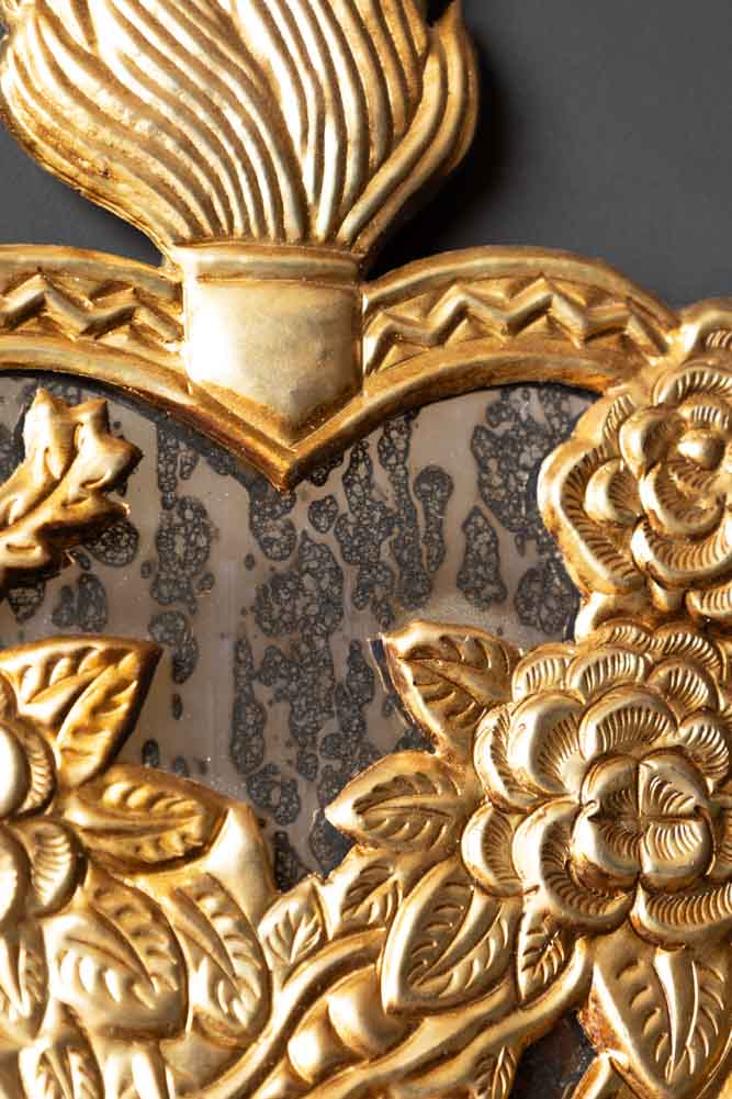 Foxed Floral Mirror Heart Hanging Decoration - Image 6