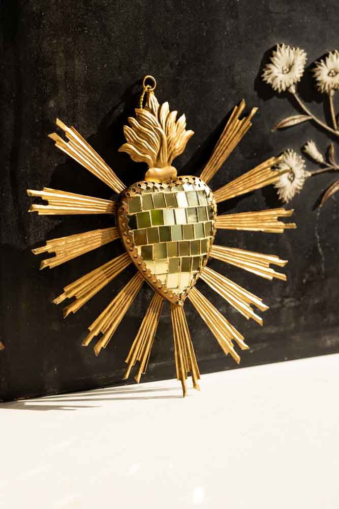 Gold Disco Ball Heart Hanging Ornament - Image 4