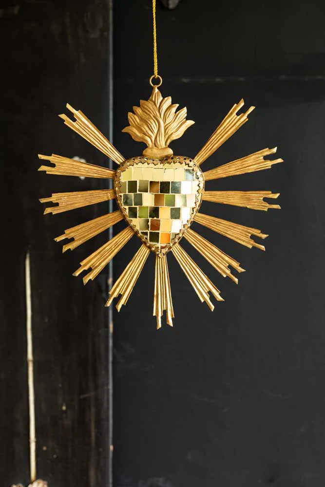 Gold Disco Ball Heart Hanging Ornament - Image 7