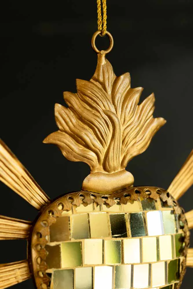 Gold Disco Ball Heart Hanging Ornament - Image 8