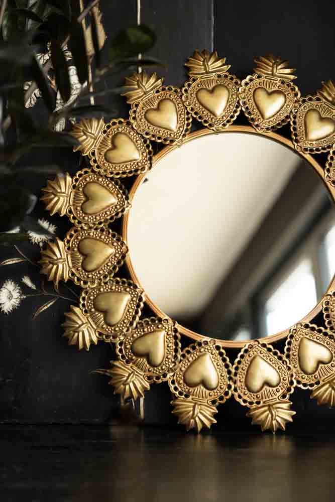 Gold Milagro Heart Mirror - Image 4