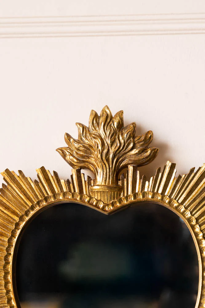 Gold Sacred Heart Ornate Mirror - Image 3