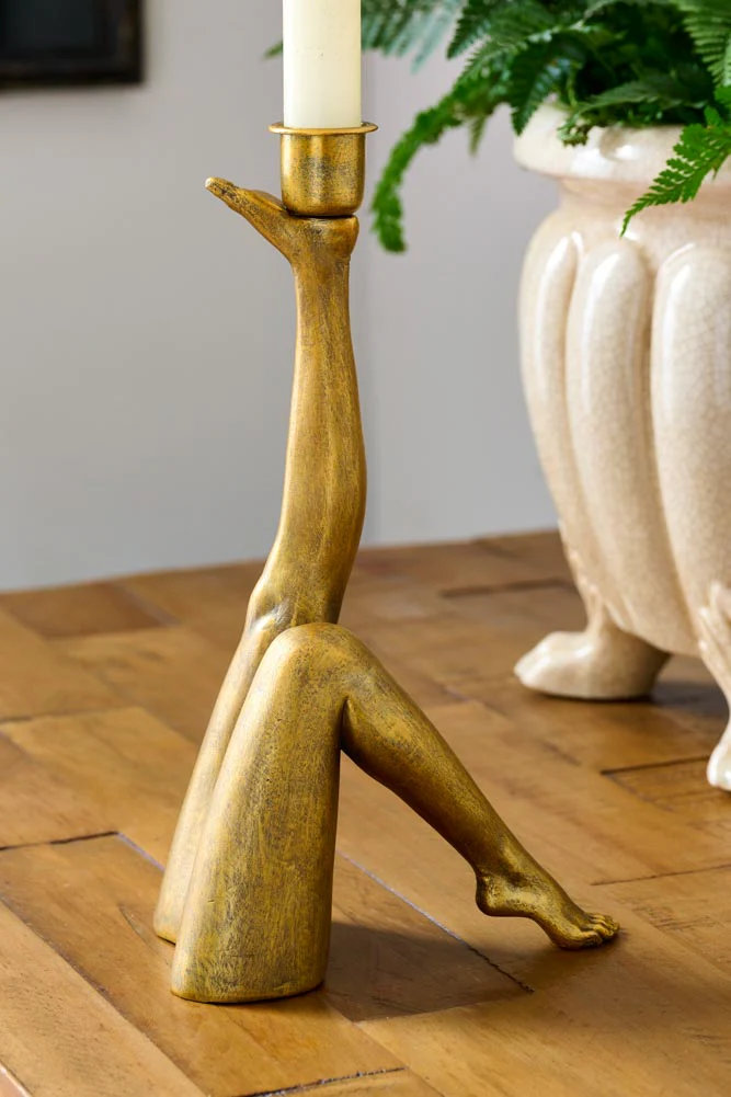 Kicking Leg Candle Holder In Gold - Image 5