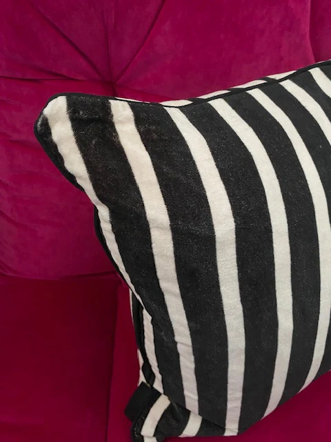 Monochrome Striped Velvet Cushion Cover - SECONDS - Image 7