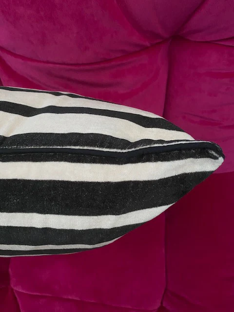 Monochrome Striped Velvet Cushion Cover - SECONDS - Image 8