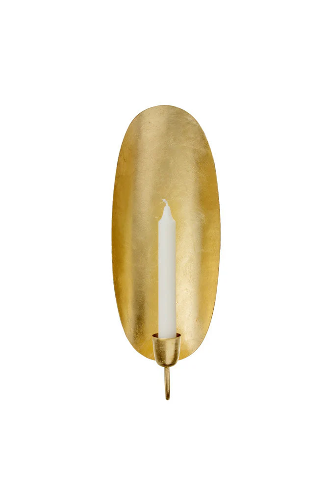 Oval Gold Leaf Candlestick Holder Wall Sconce - Image 7