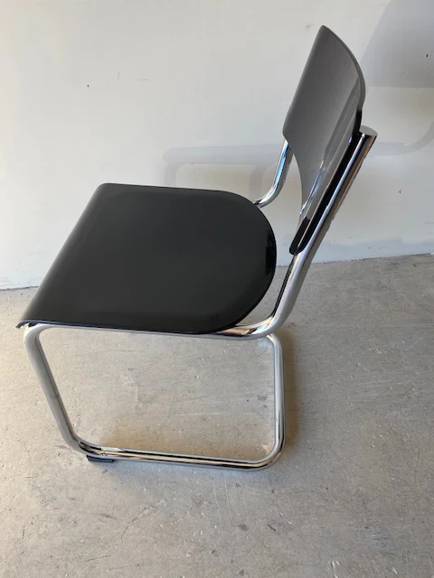 Retro Inspired Curved Dining Chair in Black - SECONDS - Image 4