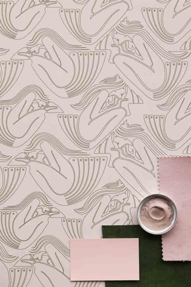 Rockett St George Deco Nymph Blush Pink Wallpaper - Image 13