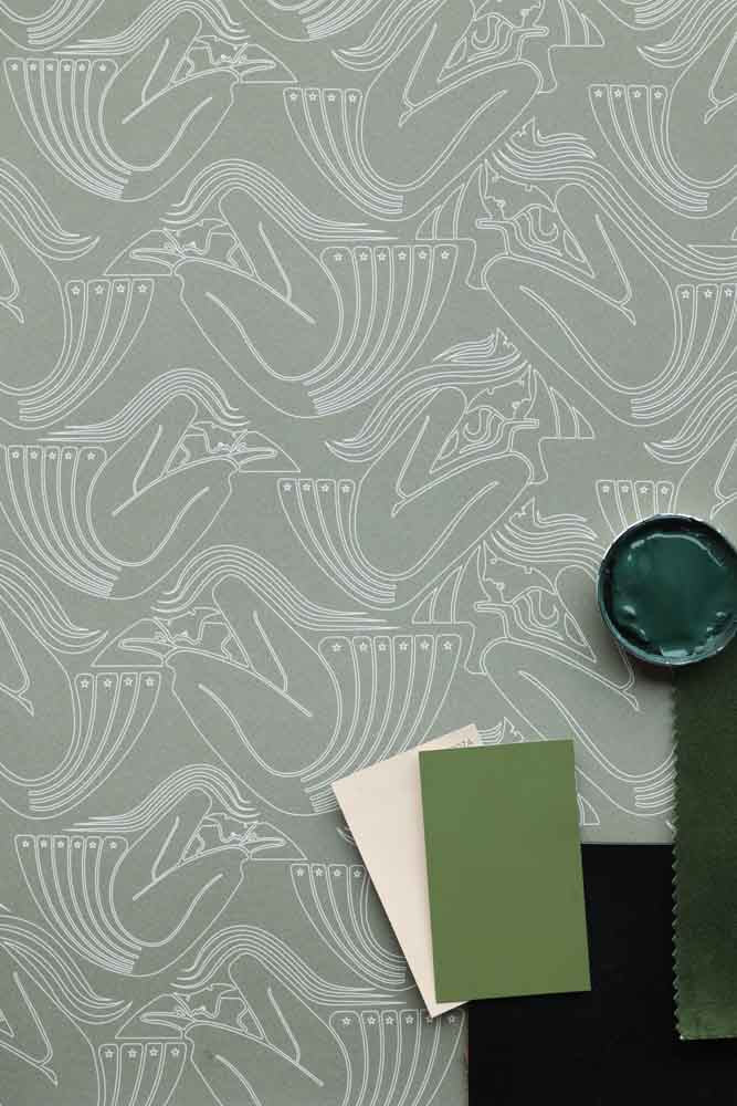 Rockett St George Deco Nymph Olive Wallpaper - Image 12