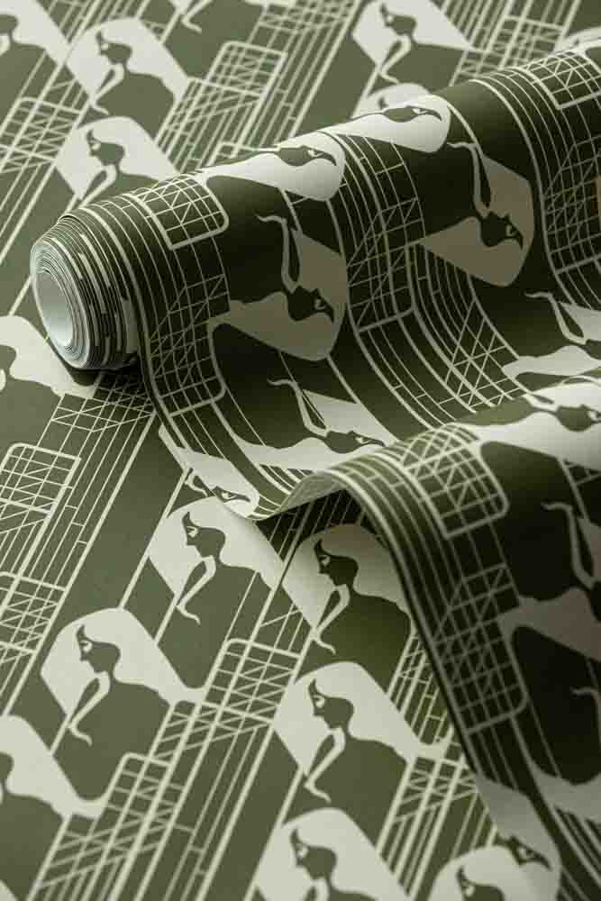 Rockett St George Margot In Manhattan Olive Green Wallpaper - Image 3
