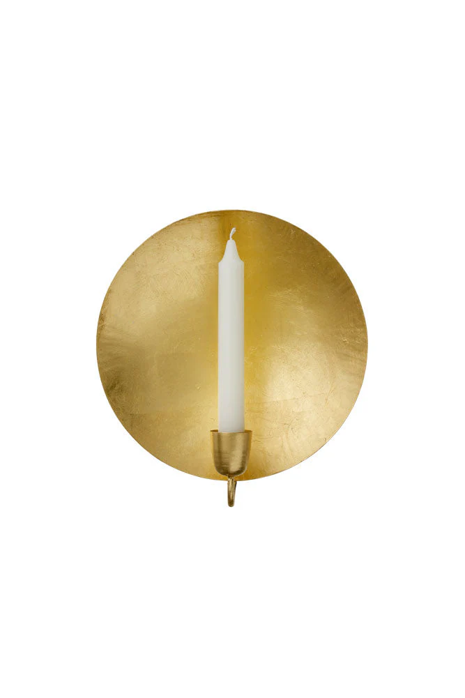 Round Gold Leaf Candlestick Holder Wall Sconce - Image 8