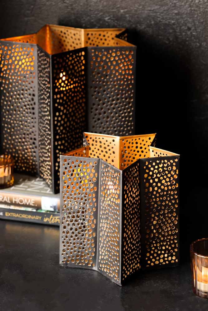 Set Of 2 Black & Gold Star Lanterns - Image 10