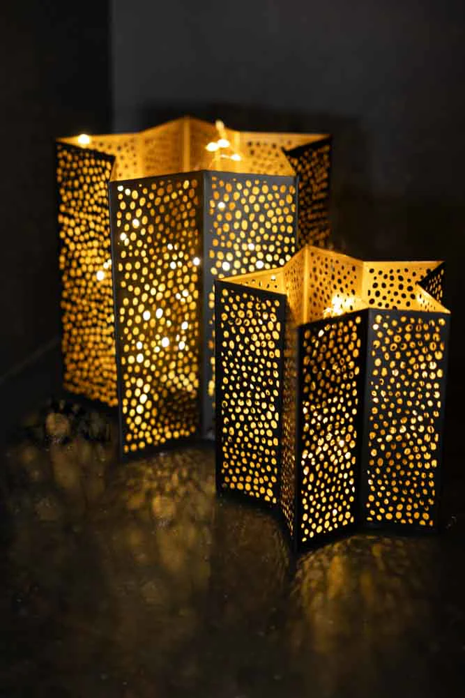 Set Of 2 Black & Gold Star Lanterns - Image 4