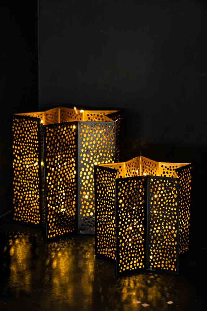 Set Of 2 Black & Gold Star Lanterns - Image 5