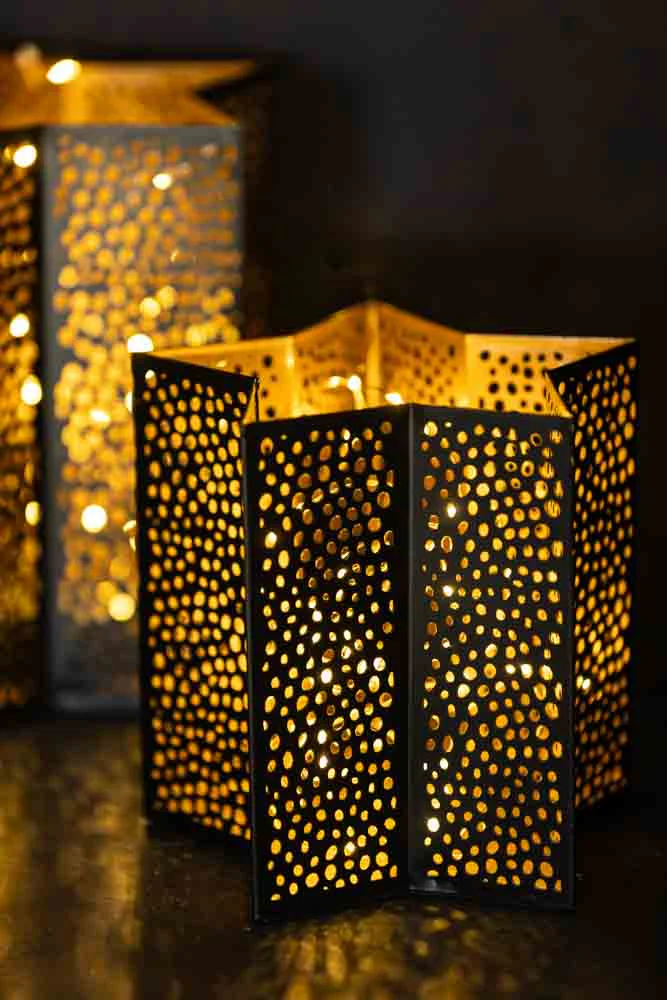 Set Of 2 Black & Gold Star Lanterns - Image 6
