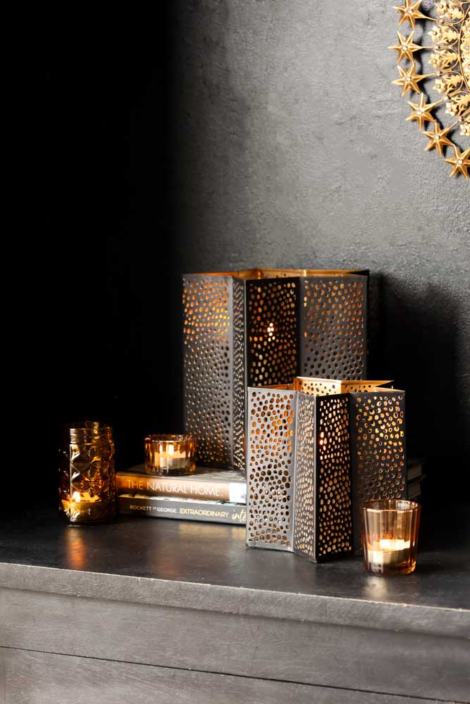 Set Of 2 Black & Gold Star Lanterns - Image 9