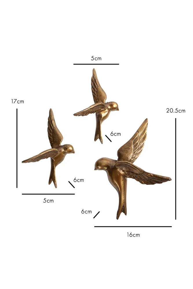 Set Of 3 Gold Metal Birds Wall Ornament - Image 7