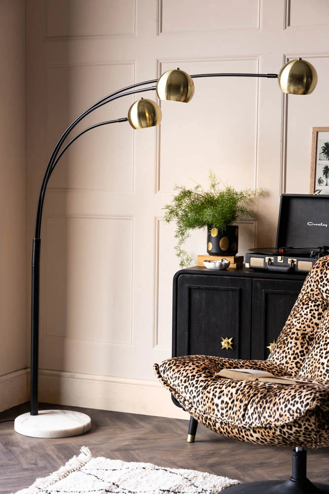 Statement Black & Gold Retro Arch Floor Lamp - Image 3