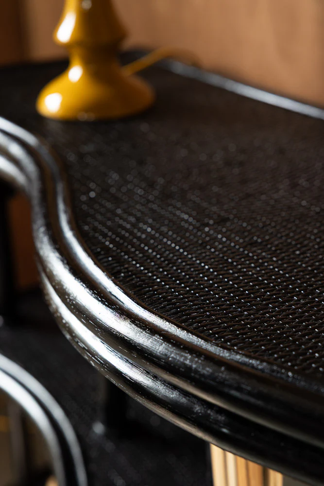 Vintage-Inspired Black Rattan Console Table - Image 3